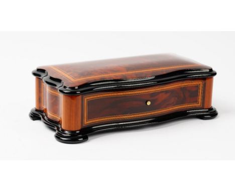 Reuge Music, Saint-Croix, a Swiss walnut and inlaid cylinder music box, the nine inch roller playing three airs by Frederic C