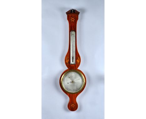 A late George III mahogany and shell inlaid wheel barometerBy F. Salteri & Co, NottinghamWith 8in silvered dial98cm high Cond