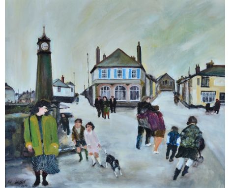 Gill Watkiss (British, b. 1938), Bank Square, St Just II, signed and dated 'Gill Watkiss 1990' (lower left) and bears Newlyn 