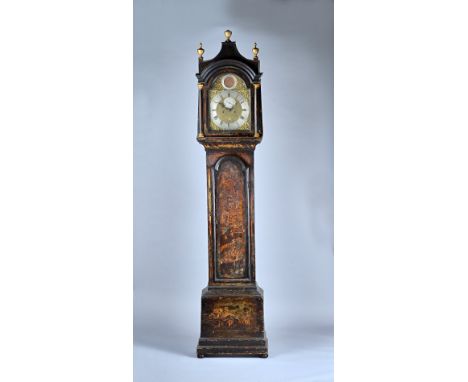 A late George II chinoiserie decorated Longcase clockThe movement by Richard Simpson, YarmouthThe case with a pagoda pediment