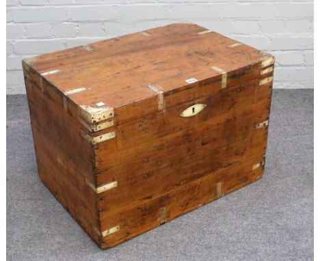 A campaign style brass bound rectangular travelling trunk, with lead liner, 67cm wide x 46cm high. Condition Report 47cm deep