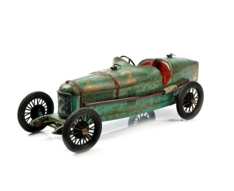 Alfa Romeo P2 tinplate toy car by C.I.J. (Compagnie Industrielle du Jouet) France, circa 1929, finished in blue with black pa