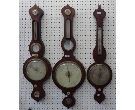 A group of three 19th century rosewood wall barometers including one by Stafford, the longest, 102cm, (3).  Condition Report 