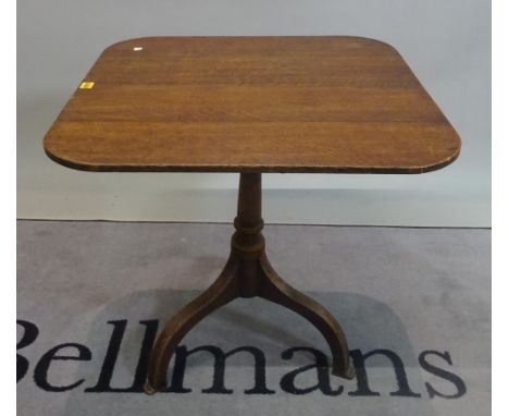 A late 18th century oak tripod table with rectangular top on three downswept supports, 68cm wide x 70cm high.  Condition Repo