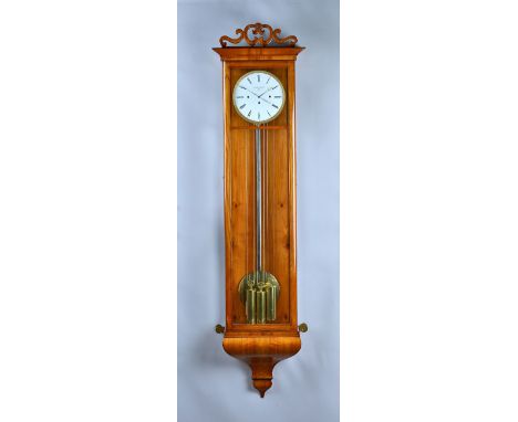 A Grand Sonnerie striking fruitwood Vienna regulator By Leopold Seiberl, Wien, Second half 19th CenturyWith 7 1/4in white ena