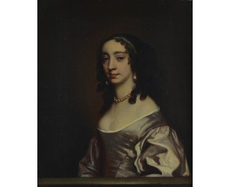 English School, 17th Century, Portrait of a lady wearing pearls, oil on canvas, 74.5 x 60cm Condition Report Relined. Craquel