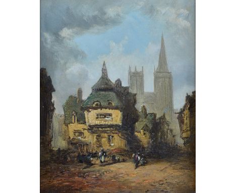 Henry Foley (British, fl. 1848-1874), Continental town scene; and a companion, a pair, each bears plaque with artist's name a