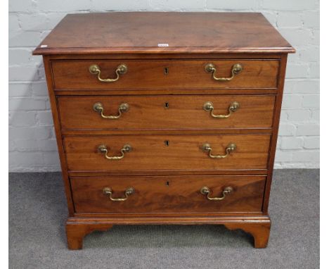 A George III mahogany chest, the four long graduated drawers on bracket feet, 82cm wide x 83cm high. Condition Report Handles