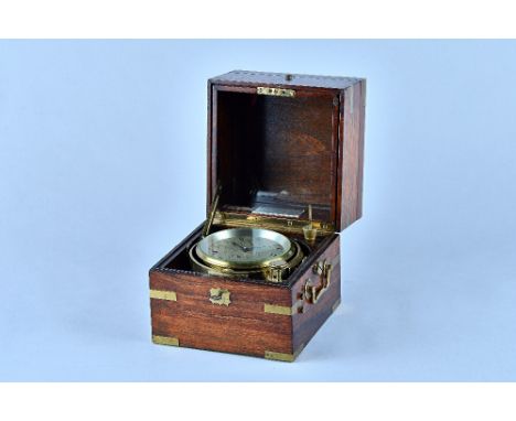 A brass-bound rosewood and mahogany Marine Chronometersigned Barraud, 41 Cornhill, London, No. 2038, The three-tier box with 