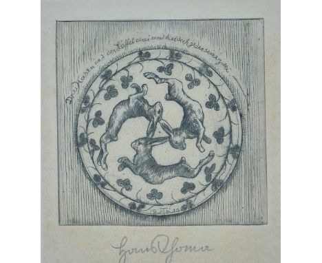 European School, 20th Century, Knights riding to a castle on a mountain, indistinctly signed in pencil (in lower margin), etc