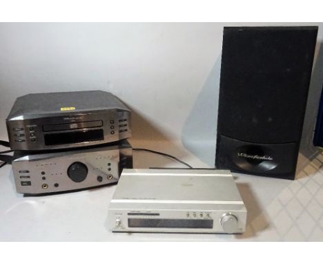 'Wharfdale SYS 44' Stereo and a 'Wharfdale Valpus 200' speaker and an 'Aurex St-Tiol' stereo tuner.