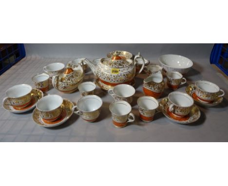 A 19th century Royal Worcester Chamberlain porcelain tea service, (qty).  Condition Report All but two of the cups have small