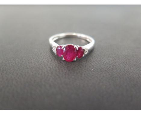 A 9ct gold ruby and diamond dress ring - Hallmarked Birmingham - Ring size S 1/2 - Weight approx 3.0gms
Condition Report: Goo