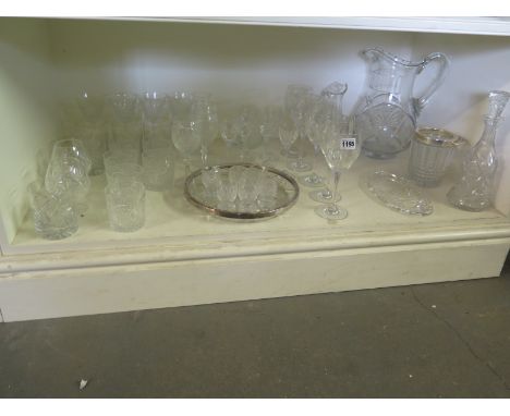 A collection of cut glass including two water jugs, decanter, tray and drinking glasses - forty six in total 
Condition repor