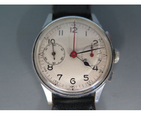 A manually wound chronograph wristwatch, Swiss movement in good working order, good condition case circa 1950/60, attractive 