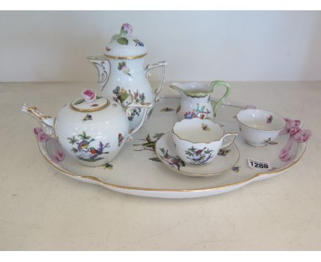 A Herand floral, bird and insect decorated bachelors tea service - in very good condition