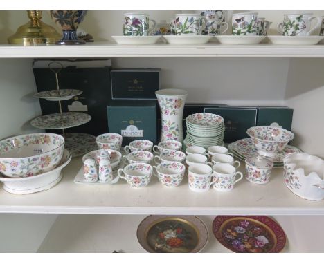 A Minton Hadden Hall Green dinner, tea and coffee set to include - six of each coffee and tea cups and saucers, six side plat