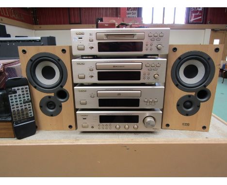 Denon Hi-Fi seperates comprising DMD-F100 minidisc recorder DRR-F100 stereo cassette tape deck, DCD-F100 CD player, DRA-F100 