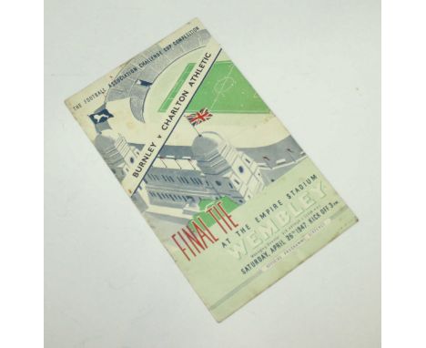 A 1947 FA Cup final programme Burnley v Charlton Athletic, condition: horizontal fold,