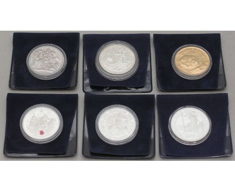 Four Silver Commemorative coins in plastic capsules with certificates comprising: Gibraltar Five Pounds D-Day Landings 2004, 