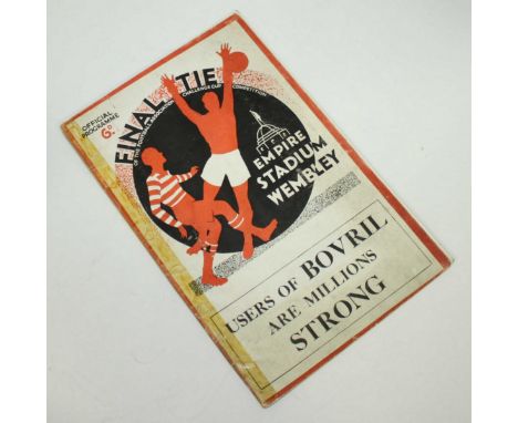 A 1934 FA Cup Final programme, Manchester City v Portsmouth, Condition: taped spine to cover, staples rusted, inside pages cl