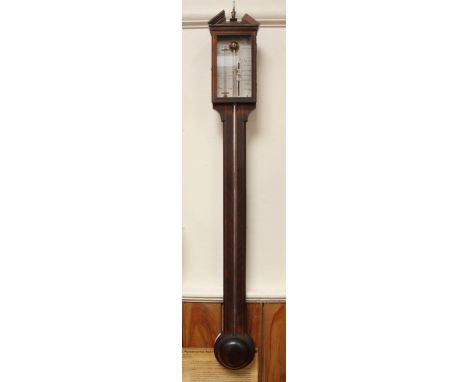 A Mercury stick barometer in the Georgian style, with thermometer and silvered scale engraved Comitti, Holborn, 99cm high