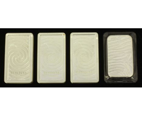 Three Scottsdale .999 10oz Fine Silver ingots and a 5oz Scottsdale ingot (35 Troy Ounces)