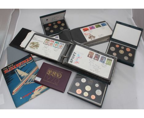 ADDENDUM - (Now also includes 2 silver proof coins, 28.28g each and 8 cupronickel crowns) Four mint sets of G.B coins, 1994 x