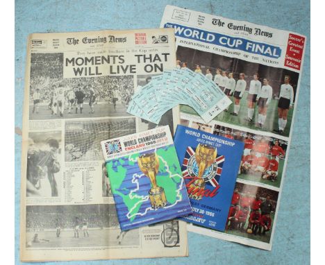 A 1966 World Cup Collection comprising: Jules Rimet tournament brochure, Eng v W. Germany final programme, nine world cup tic