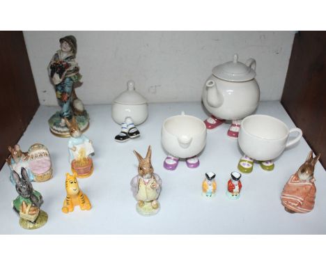 SECTION 14. Five assorted Beswick 'Beatrix Potter' figures and another figure, together with a four piece Carlton Ware 'Walki