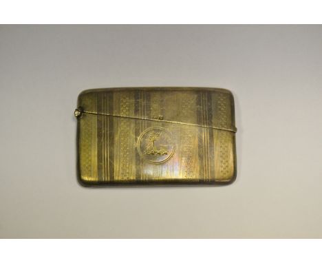A silver bowed rectangular card case, engine turned, Birmingham 1927, 1.8oz