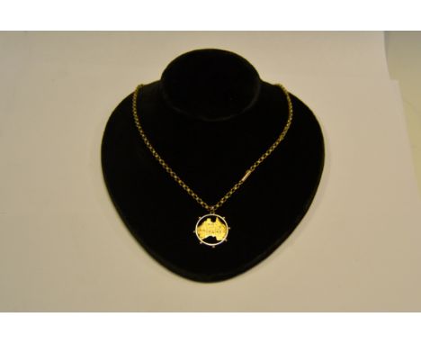 A 9ct gold pendant of Australia; a 9ct gold  chain (2)