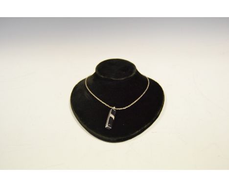 A double sided Blue John pendent , silver chain 