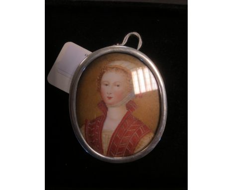 A miniature portrait in an epns oval frame  