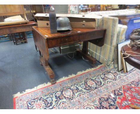 A 19th century sofa table, the frieze fitted with two drawers, on lion paw feet, 150 x 81 x 73cm  