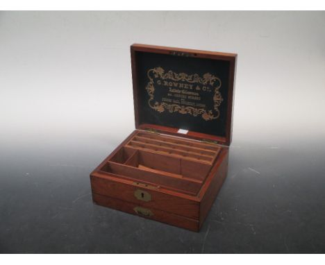 A Victorian painter's box by Rowney and a walnut and inlaid tea caddy: the first of mahogany with inlaid brass cartouche insc