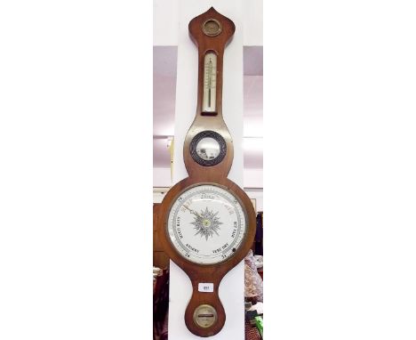 A 19th century mahogany banjo barometer/thermometer