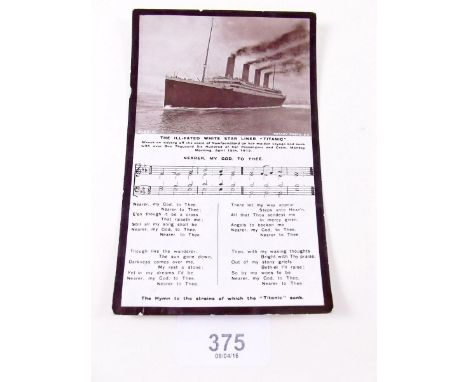 Postcards - 1912 Titanic Disaster "Nearer My God to Thee", Rotary card, post marked May 1912.
