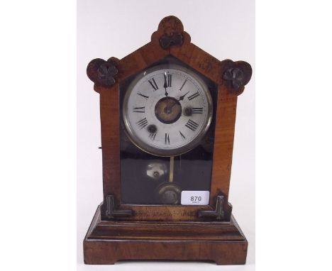 A small German mahogany shelf clock 