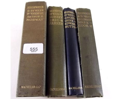 Four titles from the Highways and Byways series, London, Yorkshire, Surrey and Gloucestershire - three are first editions 