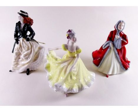 Two Royal Doulton figures Rachel and Lynette and a Royal Worcester figure Royal Enclosure