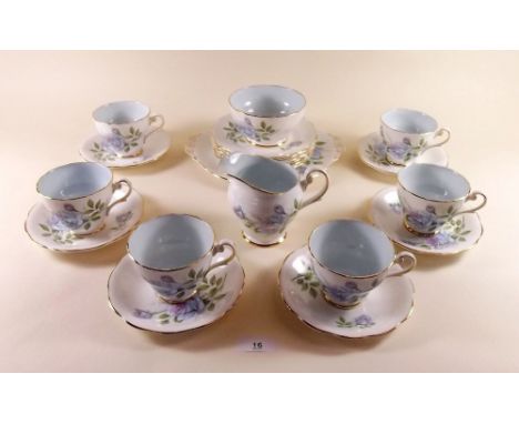 A Royal Standard teaset 'Fascination' comprising: six cups and saucers, six tea plates, cake plate, milk and sugar 