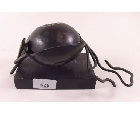 A mid 20th century bronze abstract group signed John Barnes, base 13 x 9cm