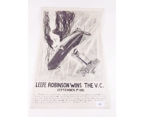 A drawing of the first Zeplin to have been shot down in WWI