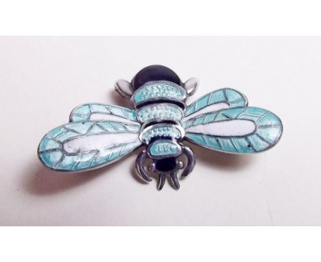 A Margot de Taxco silver and enamel bee brooch 