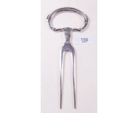 A silver plated cake fork with George Jensen style decoration 