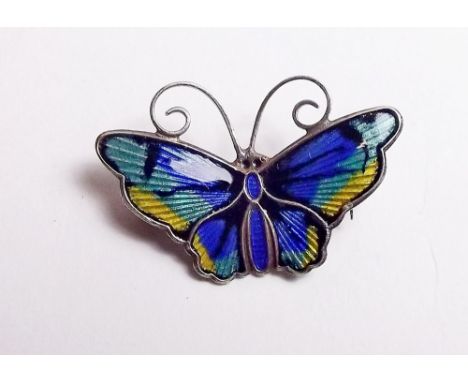 A David Andersen silver and enamel butterfly brooch - 3cm across 