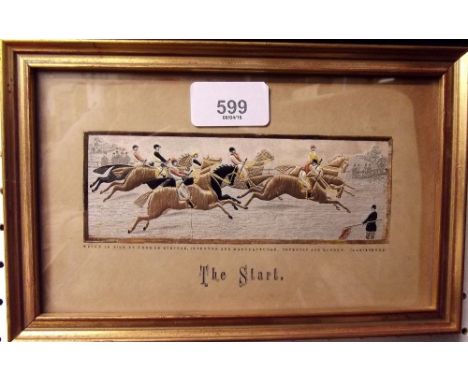 A horse racing stevengraph "The Start" framed and glazed 