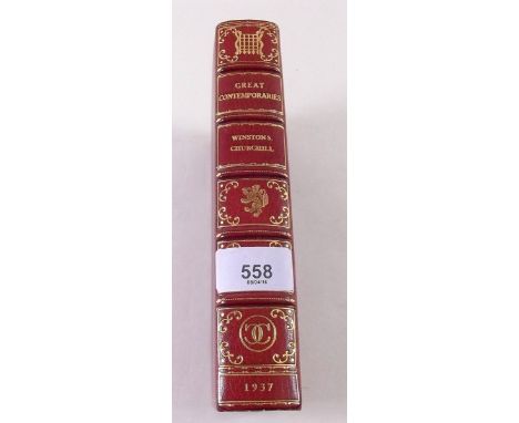 Great Contemporaries first edition by Winston Churchill in tooled red leather and gilt binding 