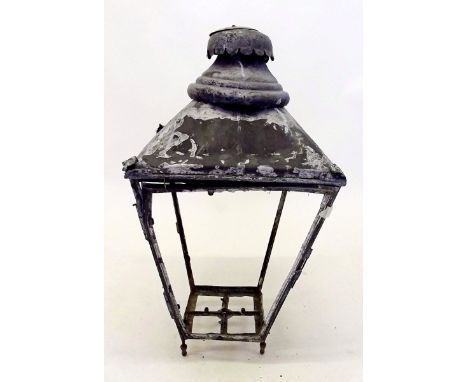 A large copper Victorian gas street lantern , 16" square